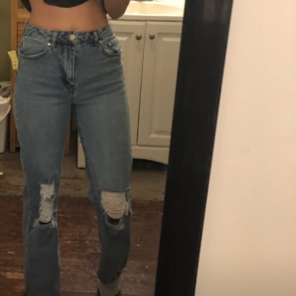 Distressed Blue Jeans